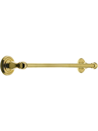 18 inch Brass Towel Bar with Classic Rosettes in Polished Brass.